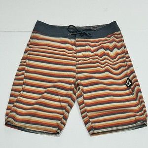 Volcom Stoneys Boardshorts Mens 26 Stripped‎ Swim Trunks EUC